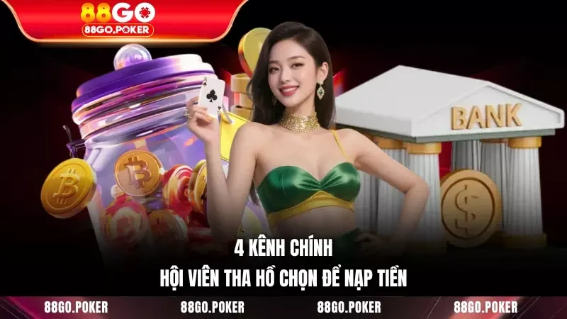 4 kênh chính hội viên tha hồ chọn để nạp tiền